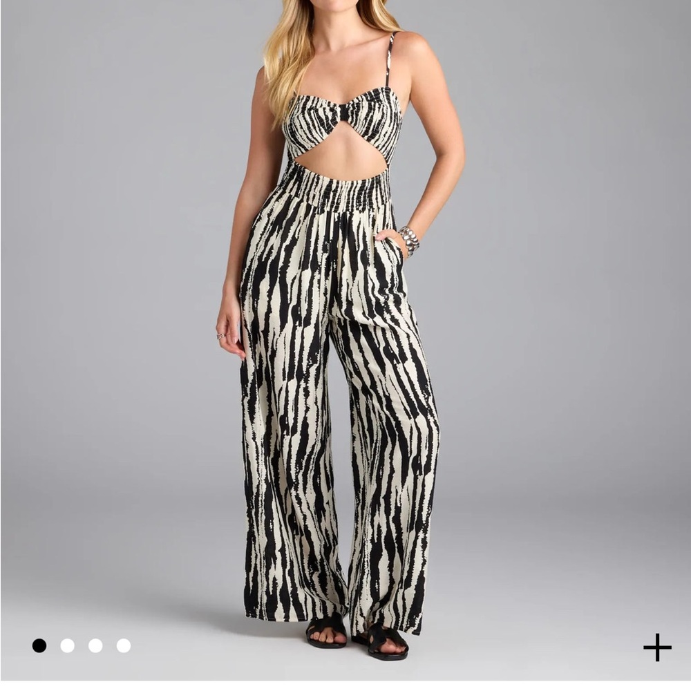 Windsor Black and White Abstract Jumpsuit with Strapless Neckline